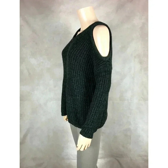 COTTON ON Black/Olive Marled Cold-Shoulder Sweater NEW Size SMALL - Picture 6 of 7